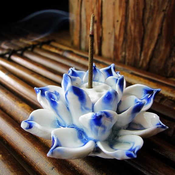 LOLIPPYY Living Room Table Decor Ceramic Lotus Ornament Blue 1Set