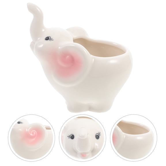 LOLIPPYY Ceramic Flower Pot Elephant Shaped Succulent Holder for Desktop