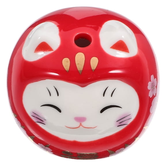 HEATSHAKING Red Ceramic Cat Figurine Lucky Desk Ornament 1 Piece 1.9x1.7x1.7in Home Office Decor