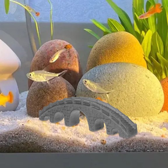 Masteelf Ceramic Miniature Bridge Figurine for Garden Decoration Dark Grey Exquisite Design