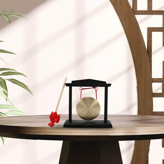 Masteelf Chinese Gong Set with Durable Wood Stand and Mallet for Home Use 10 cm Diameter