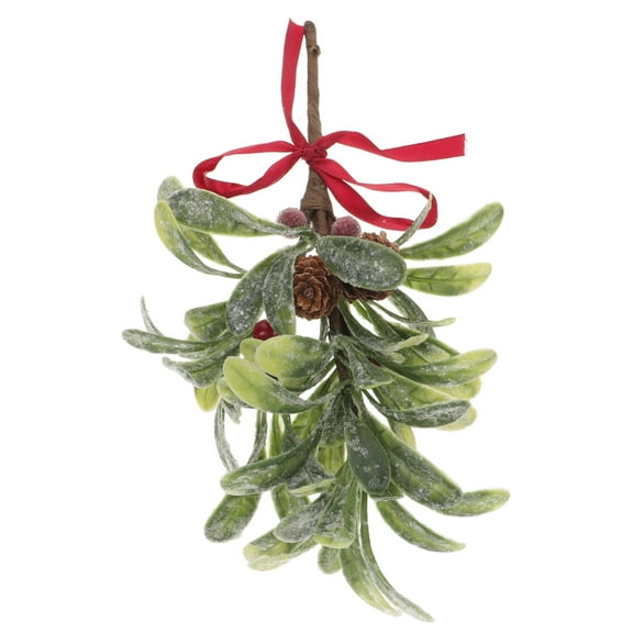 Masteelf Christmas Artificial Mistletoe Branch Vase Decoration Fake Mistletoe Berries Stem