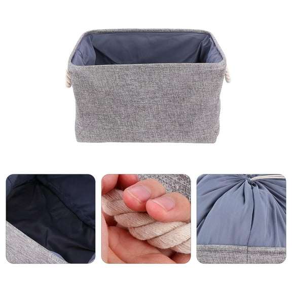 Masteelf Clothing Storage Box Small Basket Laundry Hamper with Lid Grey