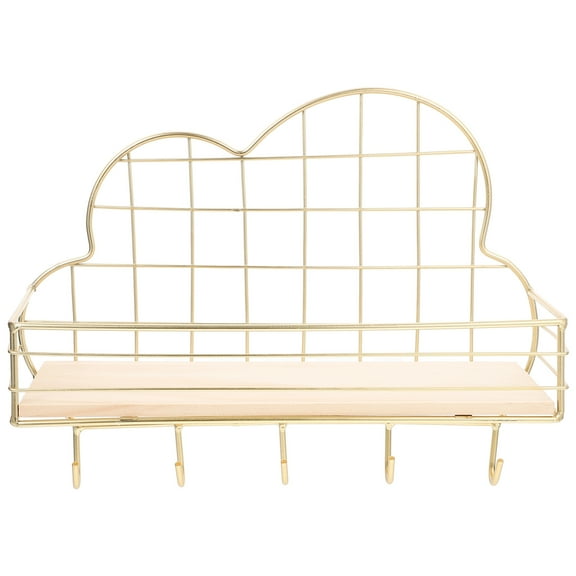 Masteelf Cloud Shape Metal Wall-Mounted Storage Rack Shelf for Home Organization Living Room Bedroom Decor, Golden Finish