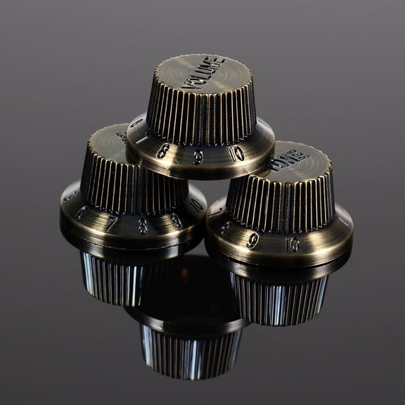 Masteelf Coffee Plastic Volume Control Knobs for Guitar Bass Accessories D65 Size 1 Volume 2 Tones Easy to