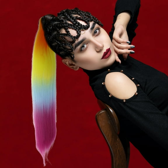 Masteelf  Colored Braiding Wig Synthetic Purple Hair Accessories for Women Kids