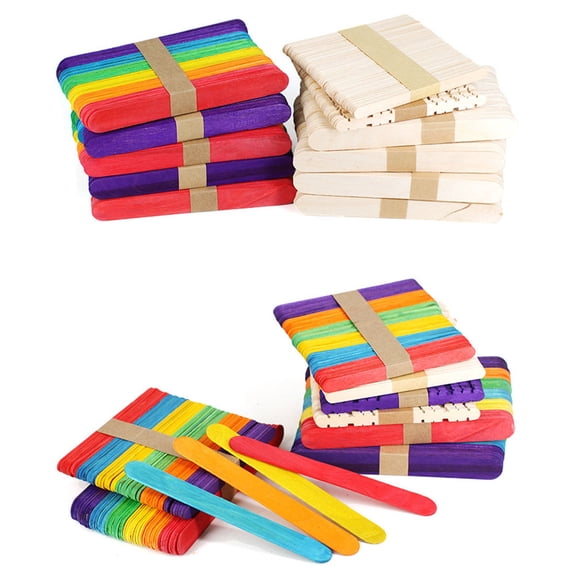 SWETRACE 50Pcs Colored Wood Craft Sticks Assorted Color Smooth Surface for Classroom Projects
