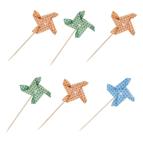 Masteelf 6pcs Colorful Mini Windmill Cake Toppers for Party Decoration, Birthday, Wedding, and Special Occasions