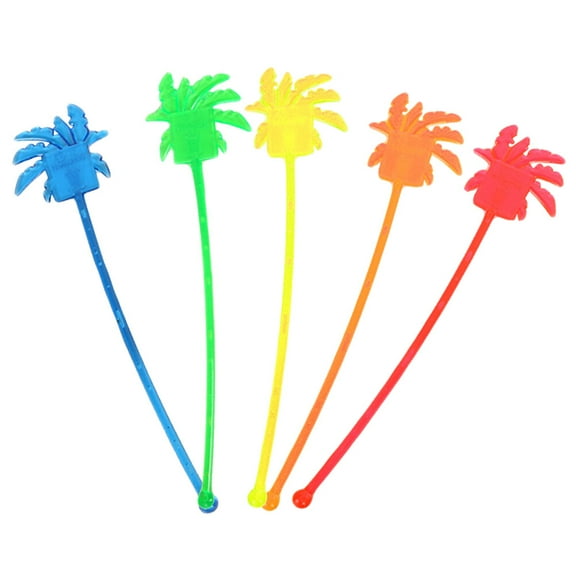 Masteelf Colorful Drink Stirrer Sticks with Coconut Tree Design for Bar Use Plastic Bartending Accessories 50pcs