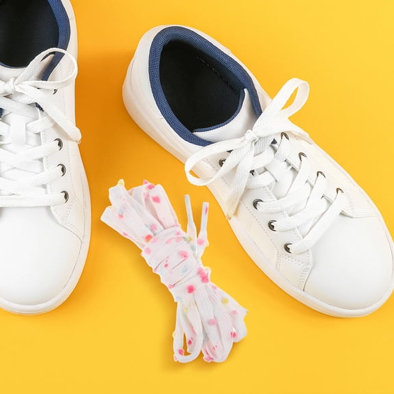 Masteelf Colorful Shoelaces Rainbow Dot Sneakers Lace Flat Ribbon Shoelaces With Pompom Decoration For Everyday And Party Wear