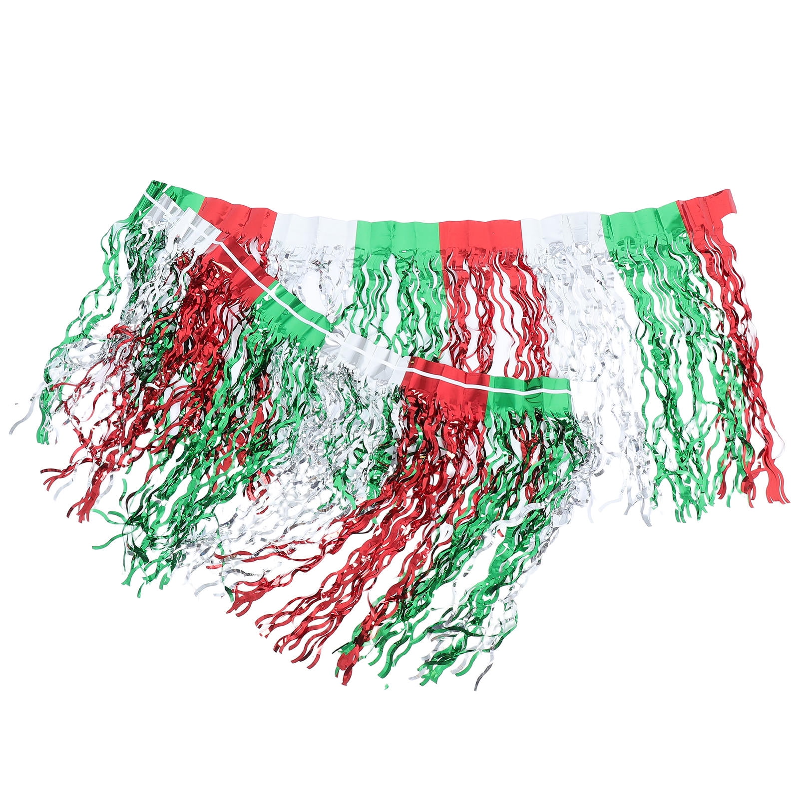 Masteelf Colorful Wavy Table Skirt For Birthday Holiday Decorations Metallic Tinsel Table Skirt Desk Skirt Engagement Tabletop Accessories Size 275x75cm