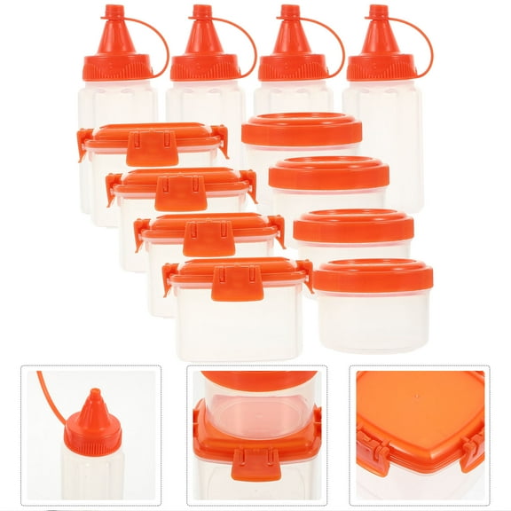 Masteelf Condiment Squeeze Bottles Square Container Sauce Containers Red