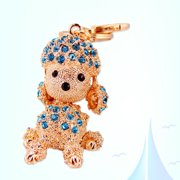 Masteelf Creative Keychain Alloy Simulation Poodle Bling-bling Keychain Keyring Handbag Decorations Hanging Pendant for Girls Women Lover Gift Blue