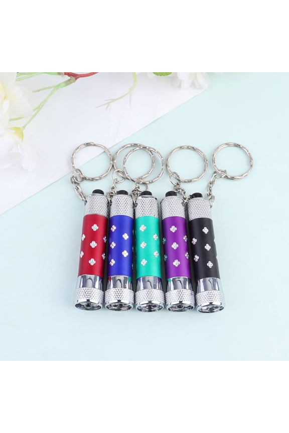 Creative Keychains with Flashlight Design Made of Aluminum Alloy for Decoration Assorted Color Portable and Durable 5 Pieces