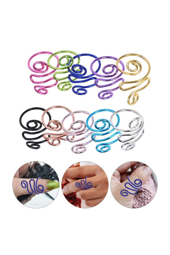 Crochet Finger Ring for Halloween Multi Color Iron Crochet Tools with Smooth Tension 10pcs
