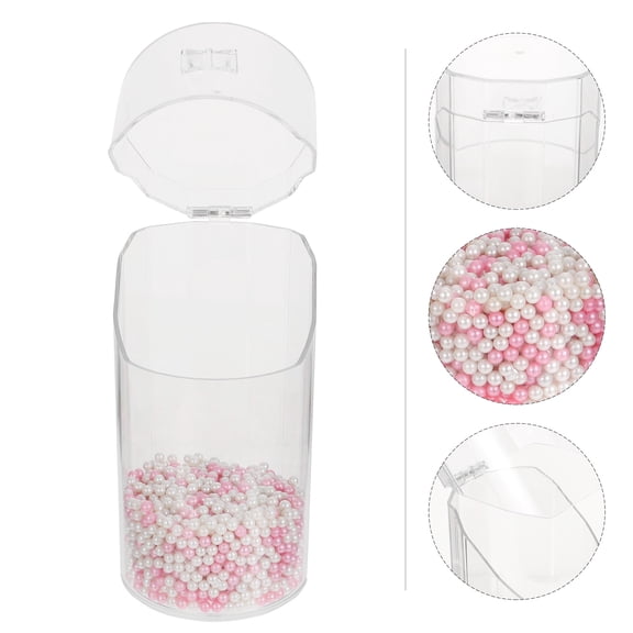 Masteelf Crystal Clear Makeup Brush Holder with Pearls for Storage Multi Color Material 7.8x5.1x3.9 Inches