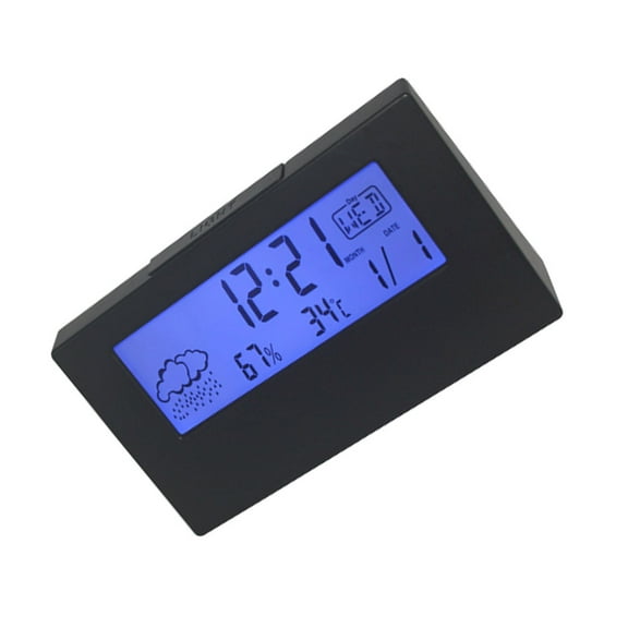 Masteelf Cute Student Alarm Clock with Weather Display, Digital Time and Temperature Monitor for Bedroom or Study