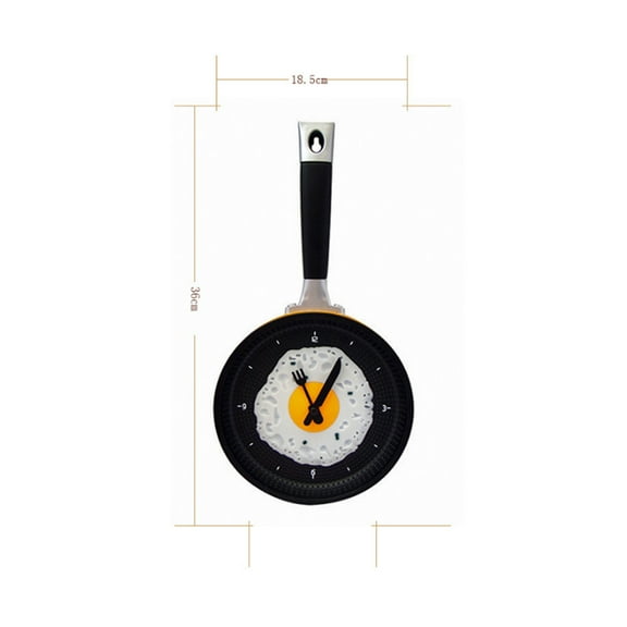 Masteelf Yellow Frying Pan Wall Clock with 12 Numeral Index, ABS Material, Cute Kitchen Home Decor, Silent Quartz Movement