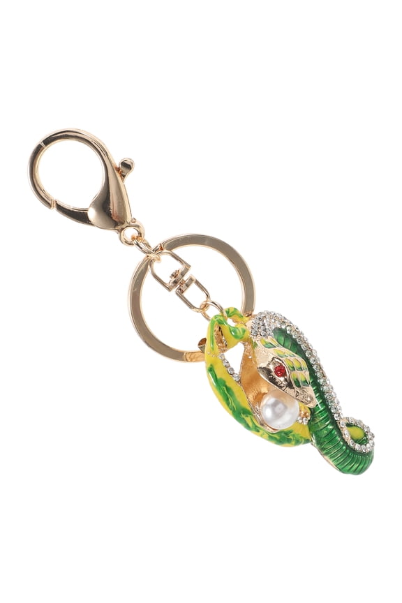 Sparkly Rhinestone Snake Keychain for Women Green Color Zinc Alloy Material Perfect for Decoration