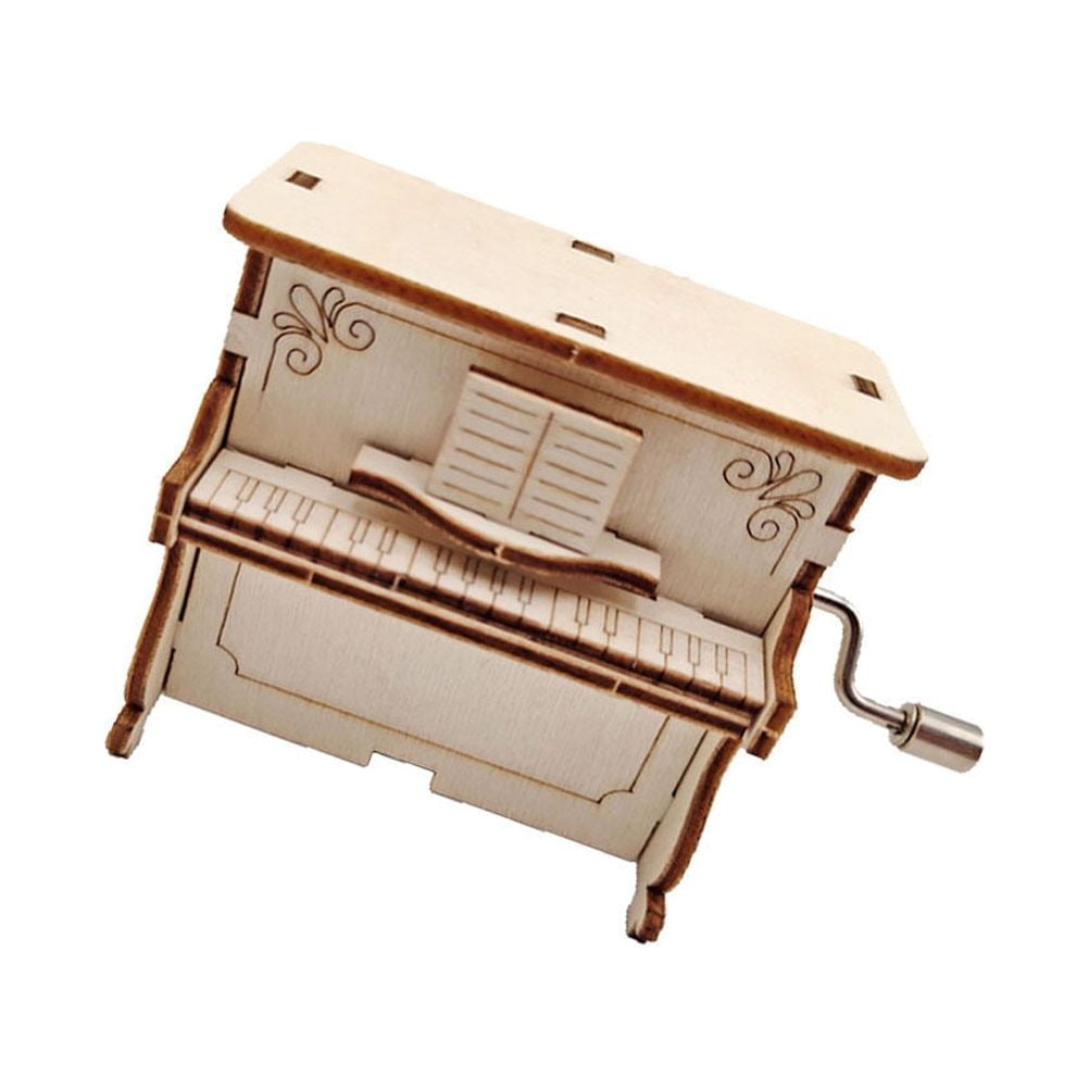 Masteelf DIY Handmade Assembled Music Box Hand Crank Piano Shape Musix ...