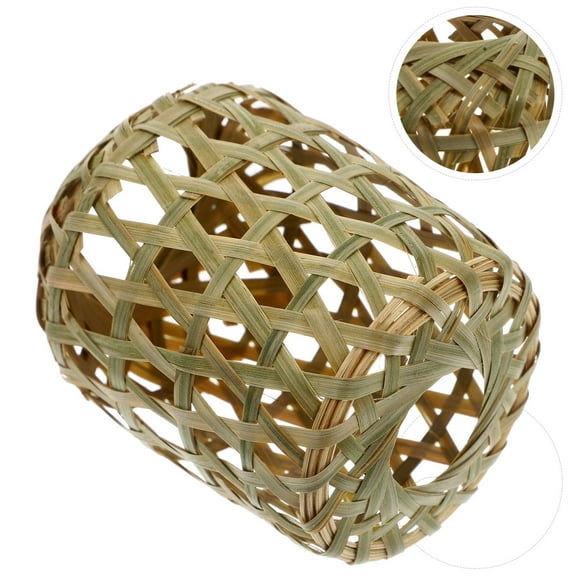 Masteelf Dark Brown Bamboo Woven Lamp Shade Rustic Design for Home Decor 12.5 Inches Synthetic Material