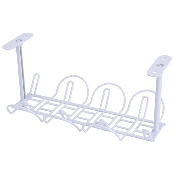 Masteelf Desk Cable Holder under Cabinet Storage Hanging Baskets Shelves Office Grey