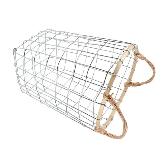 Masteelf Desk Storage Basket Woven Basket Iron Wire Organizing Basket Household Trash Can