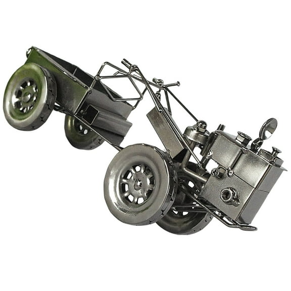 Masteelf Desktop Wrought Iron Tractor Retro Tractor Model 29x10x13cm Black