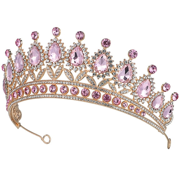Masteelf Diamond Crown Hair Accessory Rhinestones Princess Headbands for Girls Tiara Women's Miss Pink