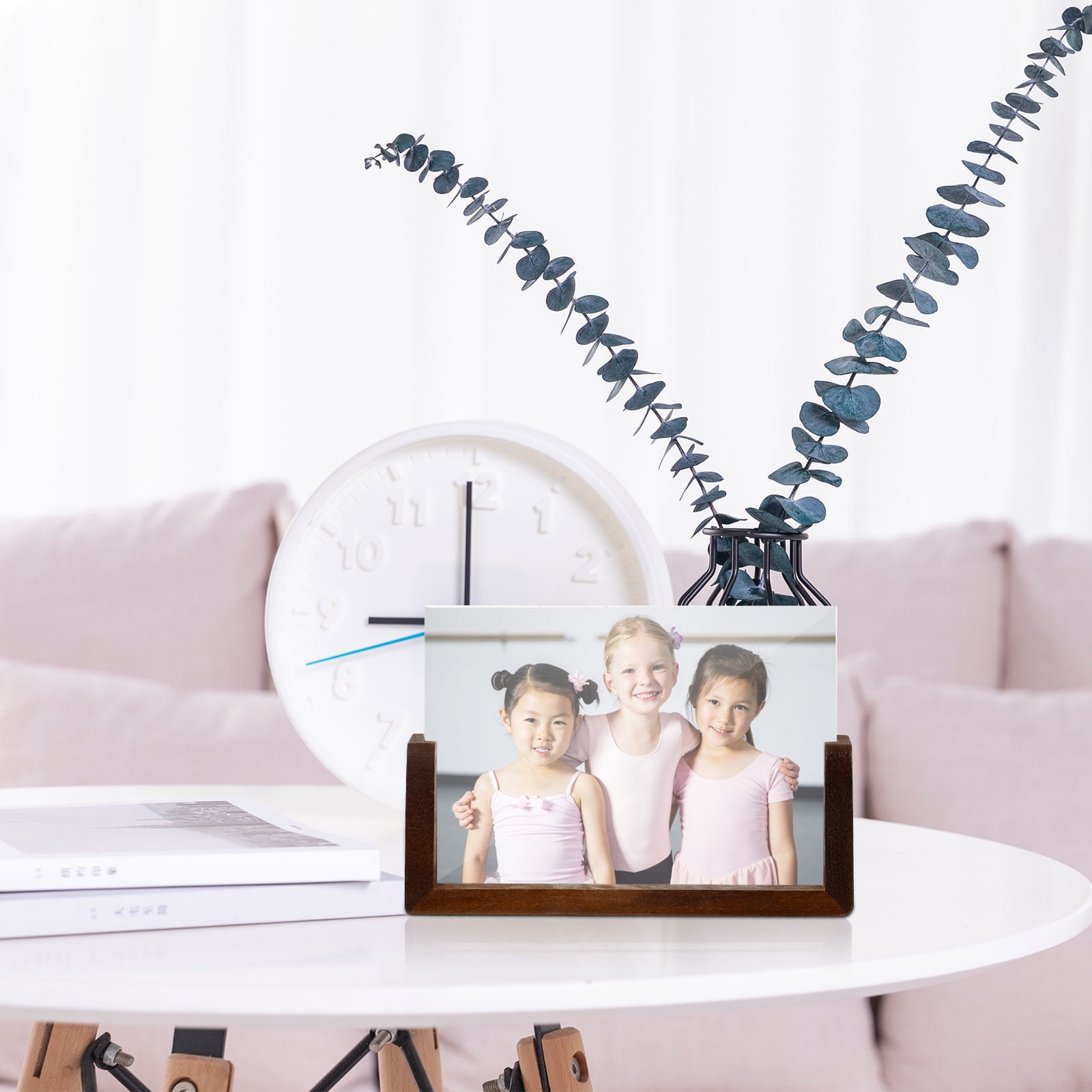Masteelf Double Sided Photo Frame with Acrylic Cover and Wooden Base ...