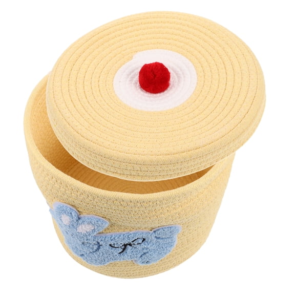 Masteelf  Double Toys Clothing Pins Cotton Rope Storage Basket with Lid