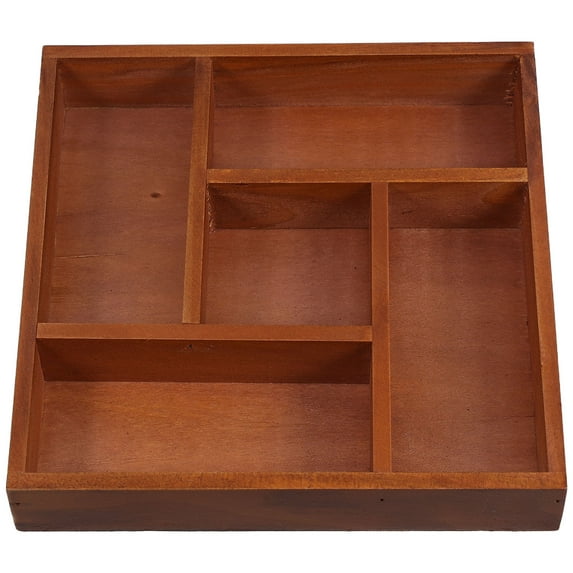 Masteelf Wooden Drawer Organizer Tray with Compartments for Storage Brown Wood Vanities and Jewelry 7.5 x 4.5 x 3.5 Inches
