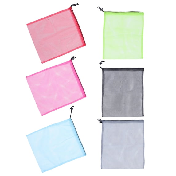 CTIRCHIU Set of 6 Heavy Duty Mesh Drawstring Bags for Travel, Picnic, Laundry, Leisure, Walking, and Student Gear Storage