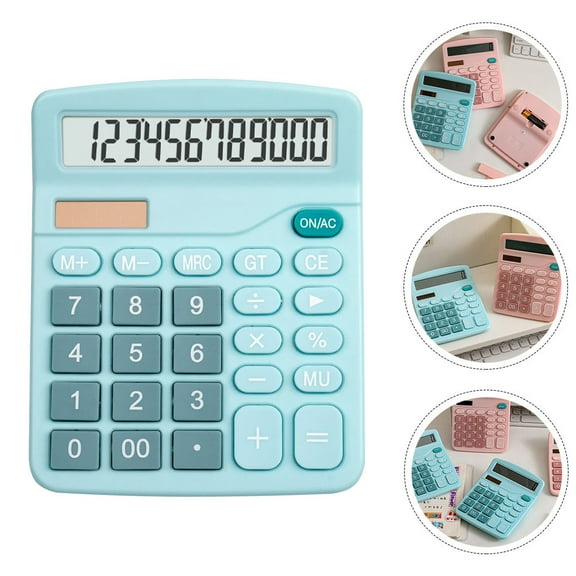 Masteelf Dual Power Calculator Colorful Basic Office Calculators Sky-blue