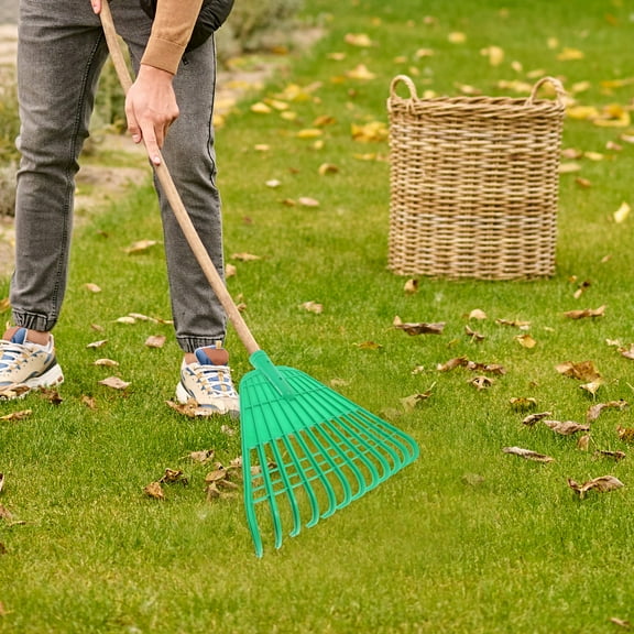 Masteelf Durable PP Garden Rake for Efficient Leaf Cleanup and Lawn Leveling Green Multifunctional 7.5 Teeth