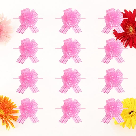 Masteelf Durable Pink Plastic Wedding Gift Pull Bows for Decoration 12pcs Perfect for Parties and Events