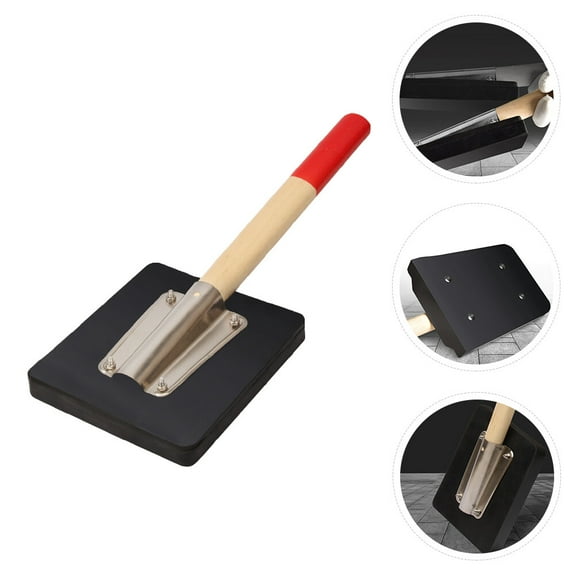 Masteelf Durable Rubber Mallet for Tiles Paving Construction Tool with Ergonomic Wooden Handle Black 1 Piece