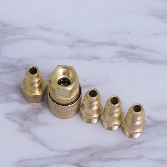 Masteelf Durable Solid Brass Quick Coupler Set for Connecting Air Hose 1/4" NPT Plug Male Golden