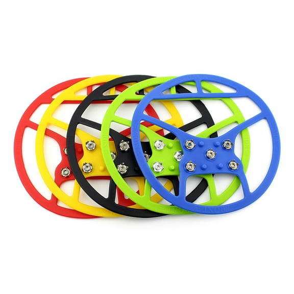 Masteelf Heavy-Duty Studded Snow Crampons with High Tensile Silicone and Manganese Steel 5 Teeth Anti- Shoe Cleats Overshoes Black Size