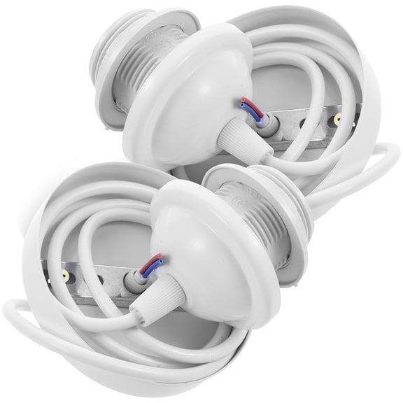 Masteelf E27 Thread Lamp Holder White ABS Metal Ceiling Bulb Socket for Home Use Adjustable Length 2pcs