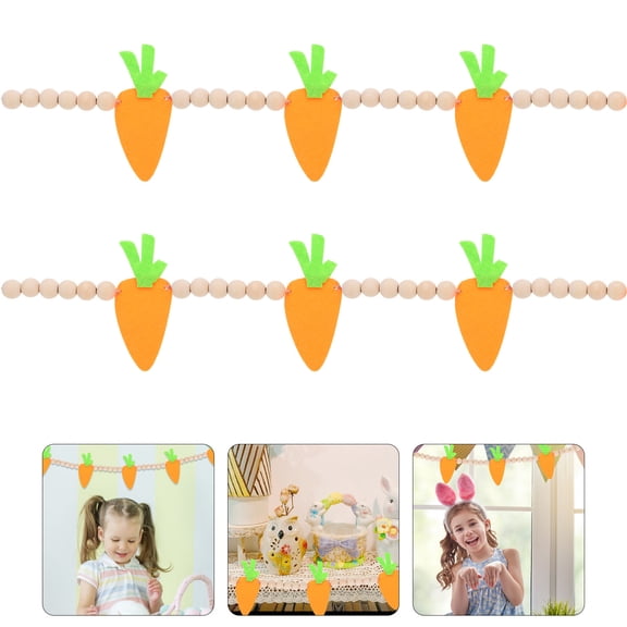 Masteelf Easter Wood Bead Garland with Carrot Design for Decoration Orange Color Fits Many Scenes 1 Set