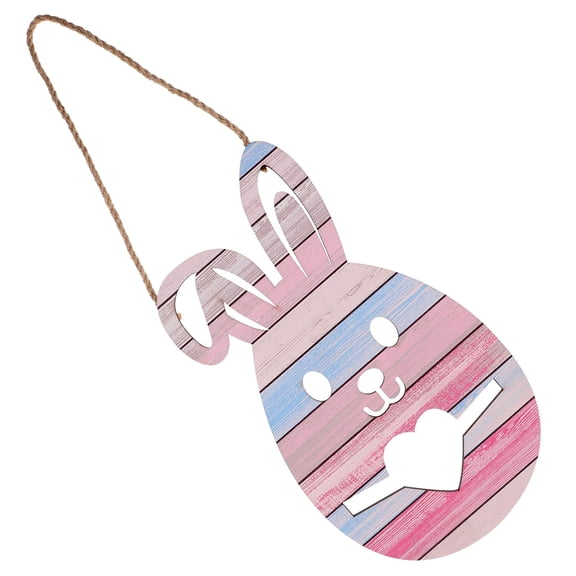 Masteelf Easter Wood Sign for DIY Crafts with Rabbits and Hearts Design Multi 6.5 Inches