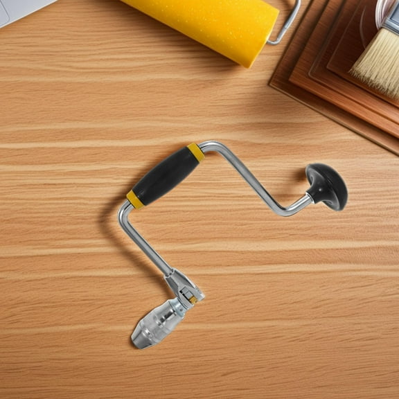 Masteelf Easy to Use Steel Hand Drill with 4 Jaw Bit Brace for Woodworking Manual Hole Punch Tool Set for Crafting Jewelry Making