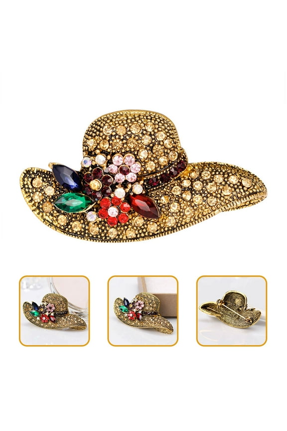 Elegant Rhinestone Brooch Pin for Women Vintage Decoration Assorted Color Alloy Pearl Size 2.5x1.5 Inches