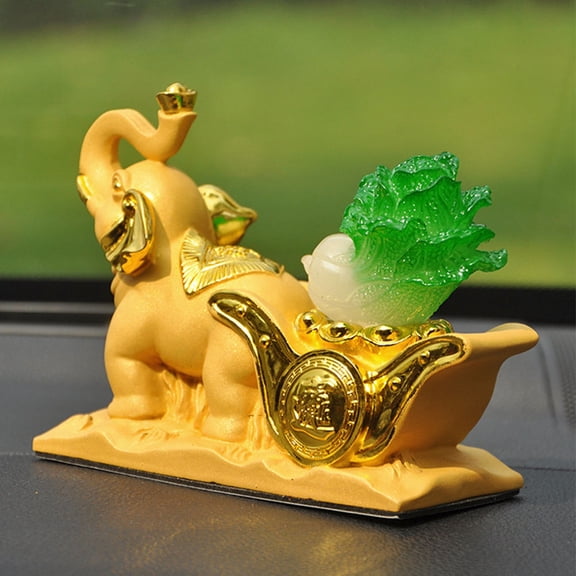 IDEANATEGRATE Elephant Figurines Home Decor Golden Resin 1Pack