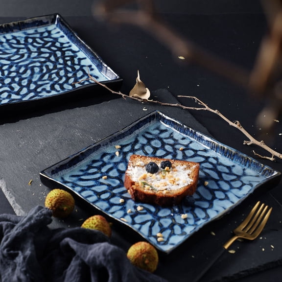 Masteelf Embossed Plate Relief Square Plate Food Serving Plate 24.6*2.6cm