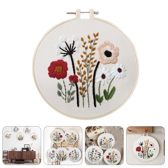 Masteelf  Embroidery Material Pack Beginners Kit Stitching Travel White