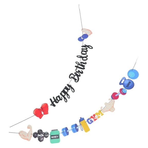 Masteelf Exercise Banner Happy Birthday Pull Flag Banner Weight Lifting Pull Flag Gym Party Decoration for Fitness Theme Celebrations