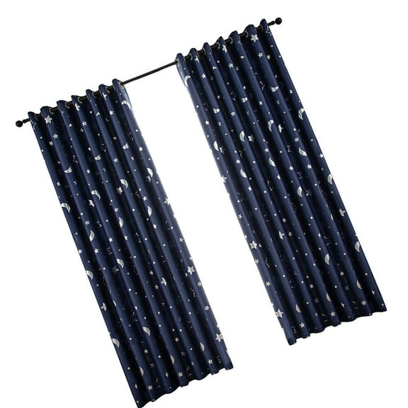 Masteelf Family Friendly Single Panel Blackout Curtains for Bedroom in Navy Polyester 1Pc 100x51in