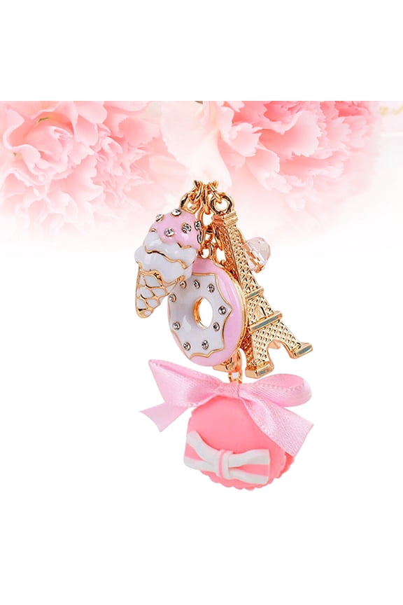 Fashion Macarons Cake Keychain Key Chain Key Ring Bag Pendant Handbag Jewelry Gifts (Pink)